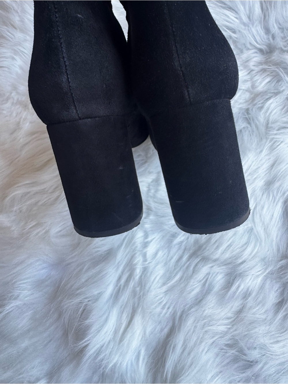 Sam Edelman Women’s Black Suede Ankle Block Heel Boots Side Zip Square Toe Sz 6 - Picture 7 of 14